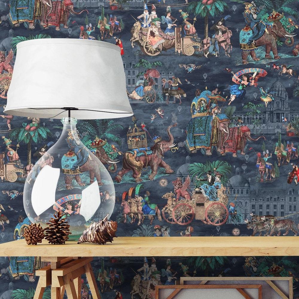 Brand McKenzie Fiesta Coral Midnight Wallpaper-Beaumonde