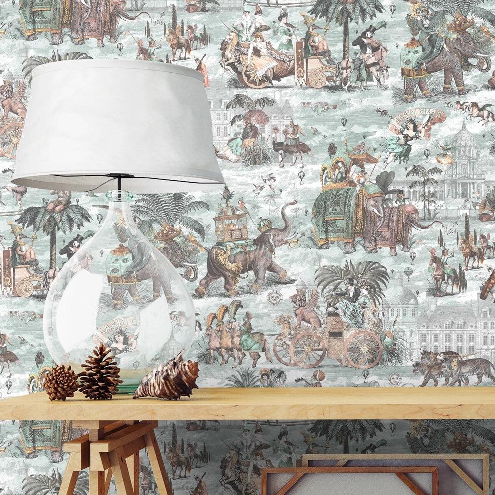 Brand McKenzie Fiesta Peach & Seawater Wallpaper-Beaumonde