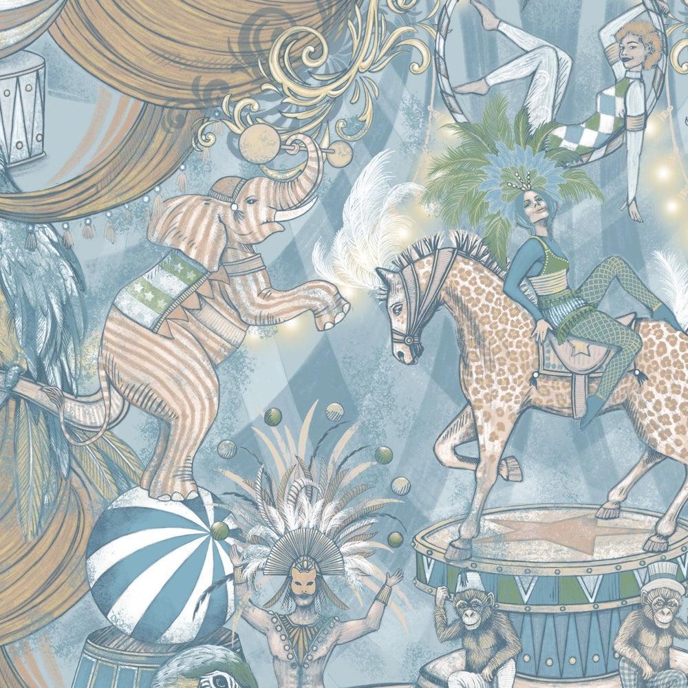 Brand McKenzie Funfair Pastel Blues Wallpaper-Beaumonde