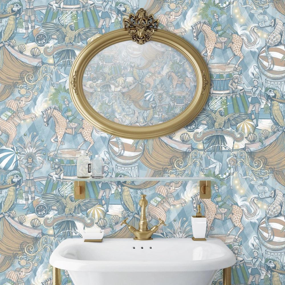 Brand McKenzie Funfair Pastel Blues Wallpaper-Beaumonde