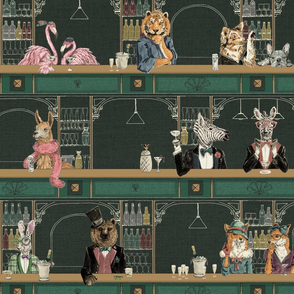 Brand McKenzie Happy Hour Club Green Wallpaper-Beaumonde