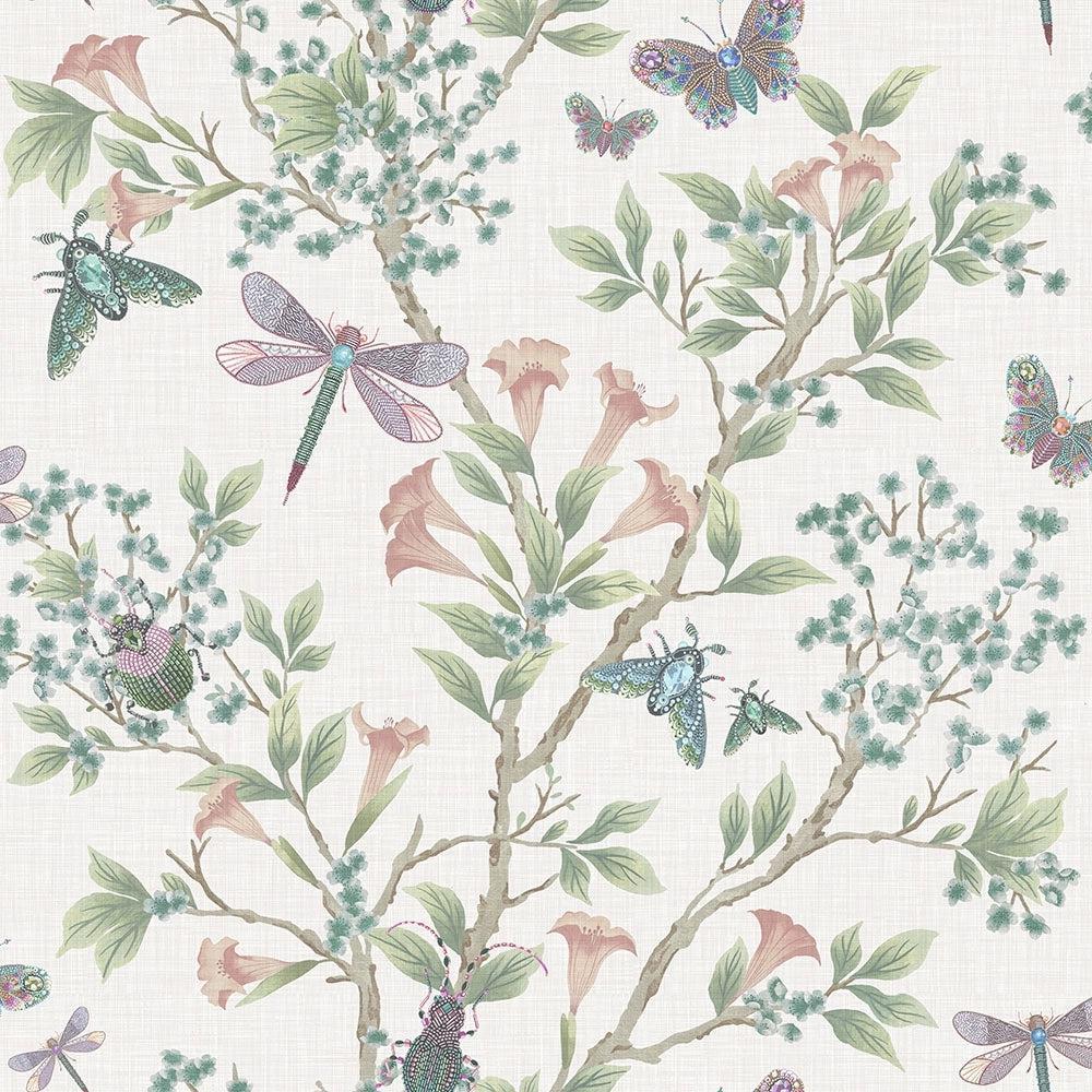 Brand McKenzie Jewel A Flutter Blush Wallpaper-Beaumonde