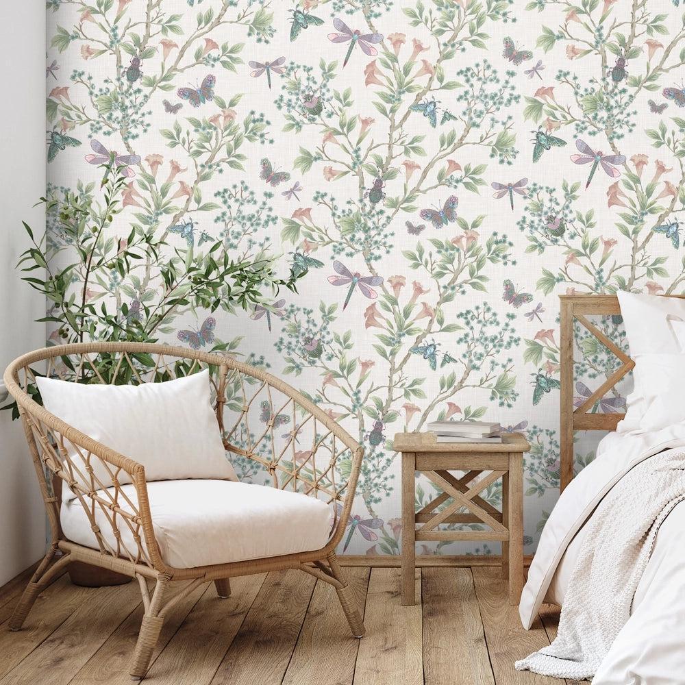 Brand McKenzie Jewel A Flutter Blush Wallpaper-Beaumonde