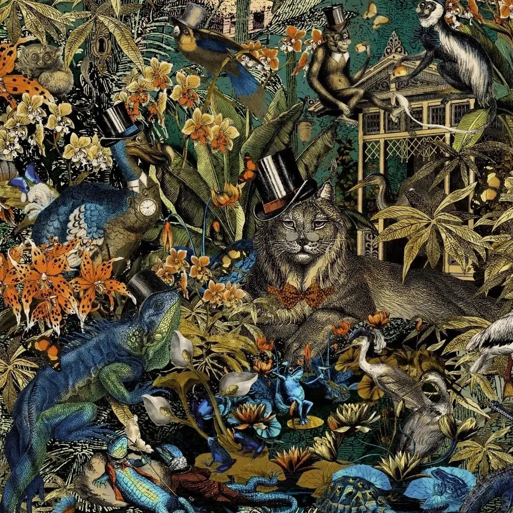 Brand McKenzie Jungle Life Orange & Blue Wallpaper-Beaumonde