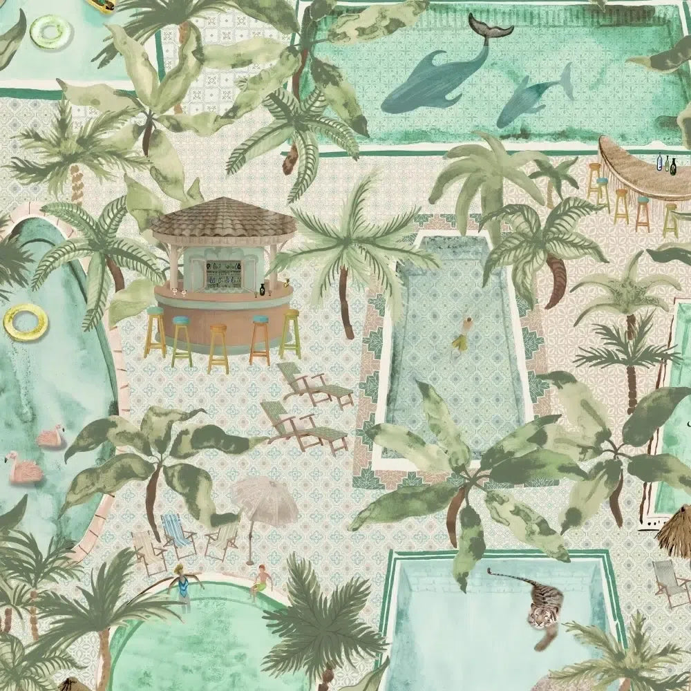 Brand McKenzie Lido Palm Green Wallpaper-Beaumonde