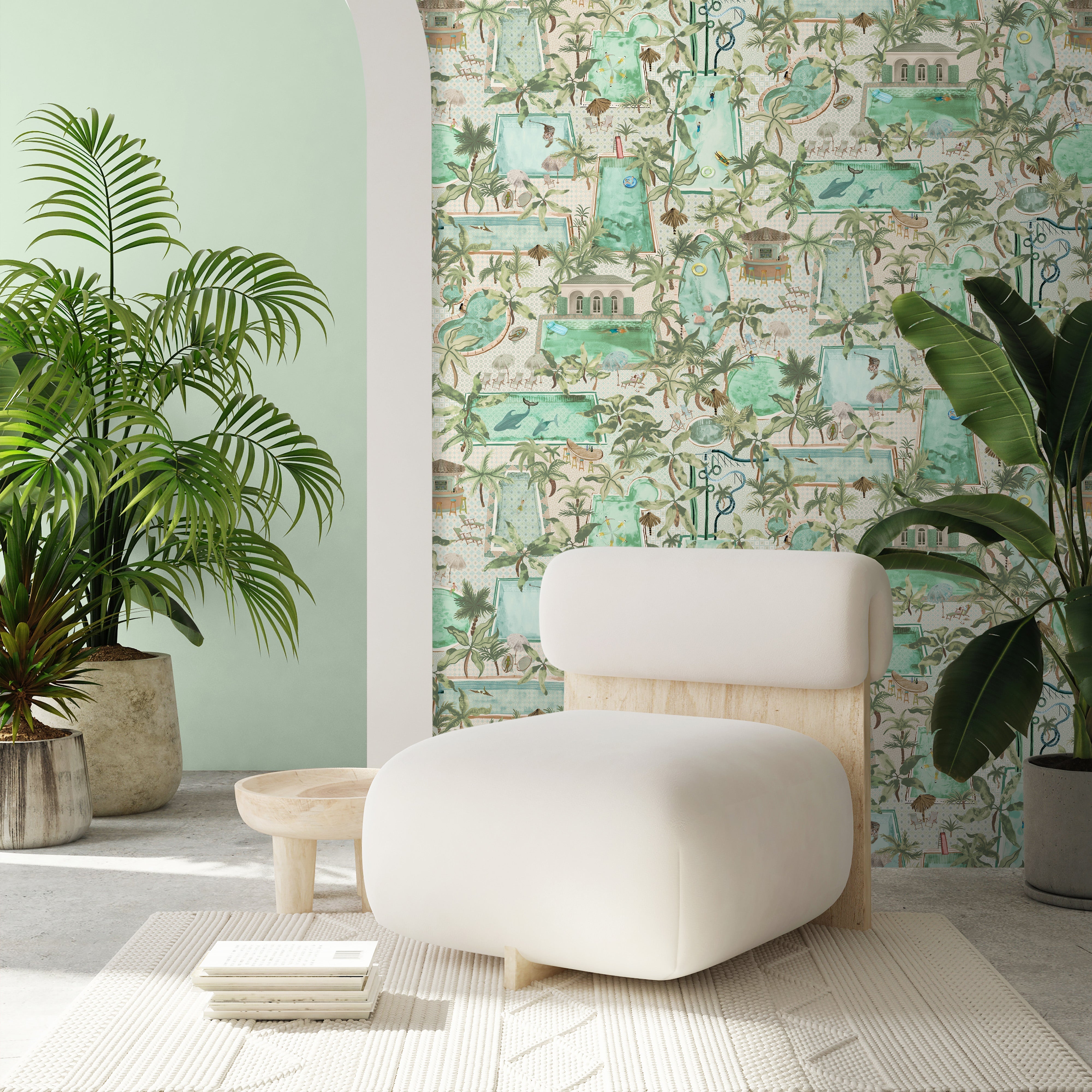 Brand McKenzie Lido Palm Green Wallpaper-Beaumonde