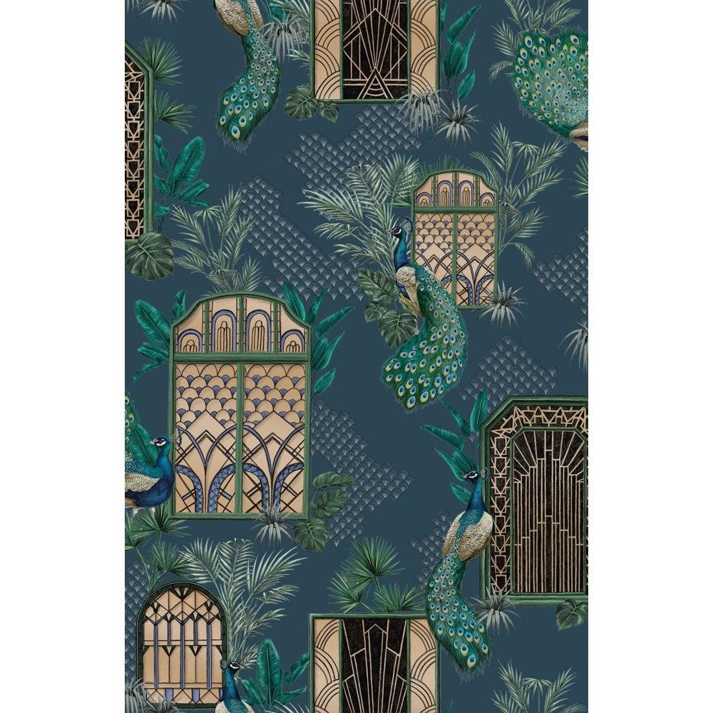 Brand McKenzie Peacock Manor Indigo Wallpaper-Beaumonde