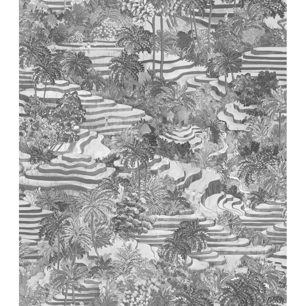 Brand McKenzie Rice Terrace Max A & B Rolls Black & White Wallpaper-Beaumonde