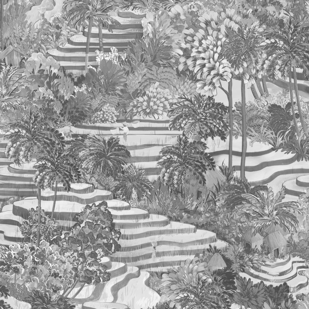 Brand McKenzie Rice Terrace Standard Black & White Wallpaper-Beaumonde