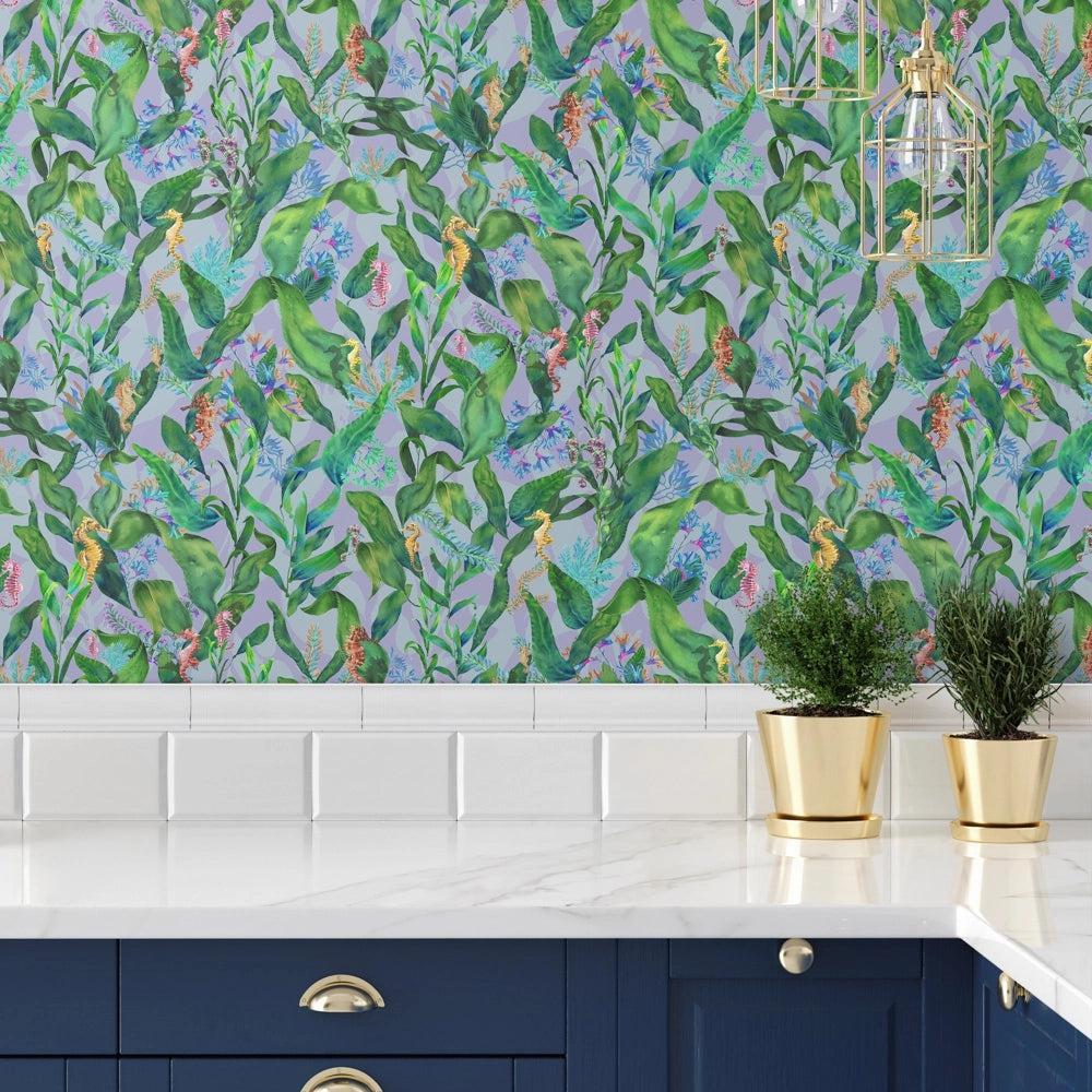 Brand McKenzie Seahorse Mangrove Spring Green Wallpaper-Beaumonde