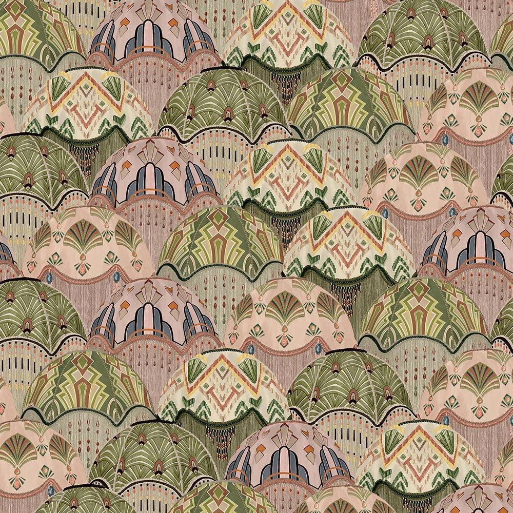 Brand McKenzie Silk Shades Salmon & Olive Wallpaper-Beaumonde