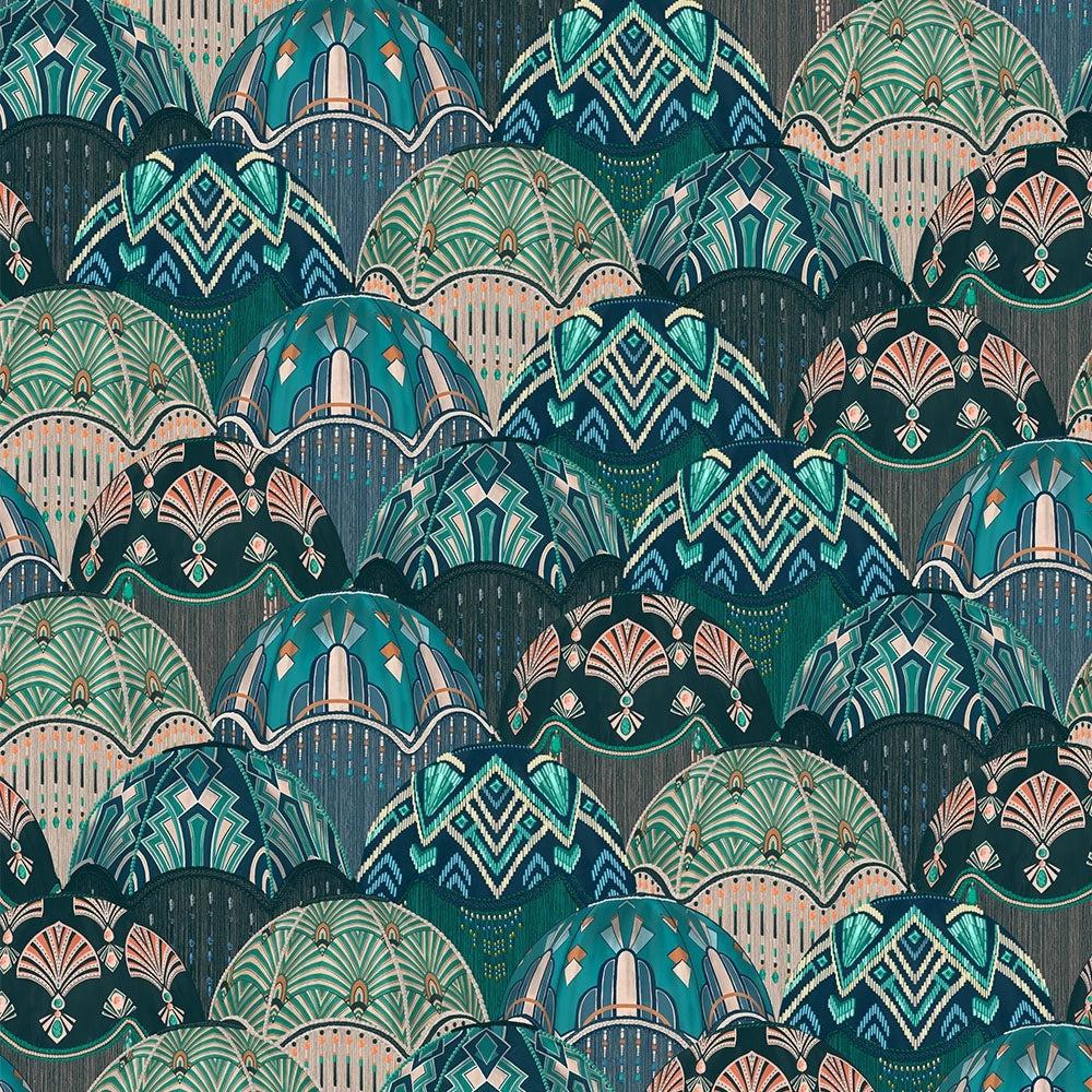 Brand McKenzie Silk Shades Teal Wallpaper-Beaumonde