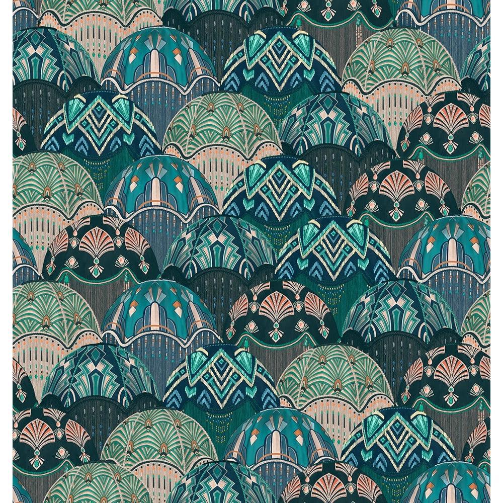 Brand McKenzie Silk Shades Teal Wallpaper-Beaumonde