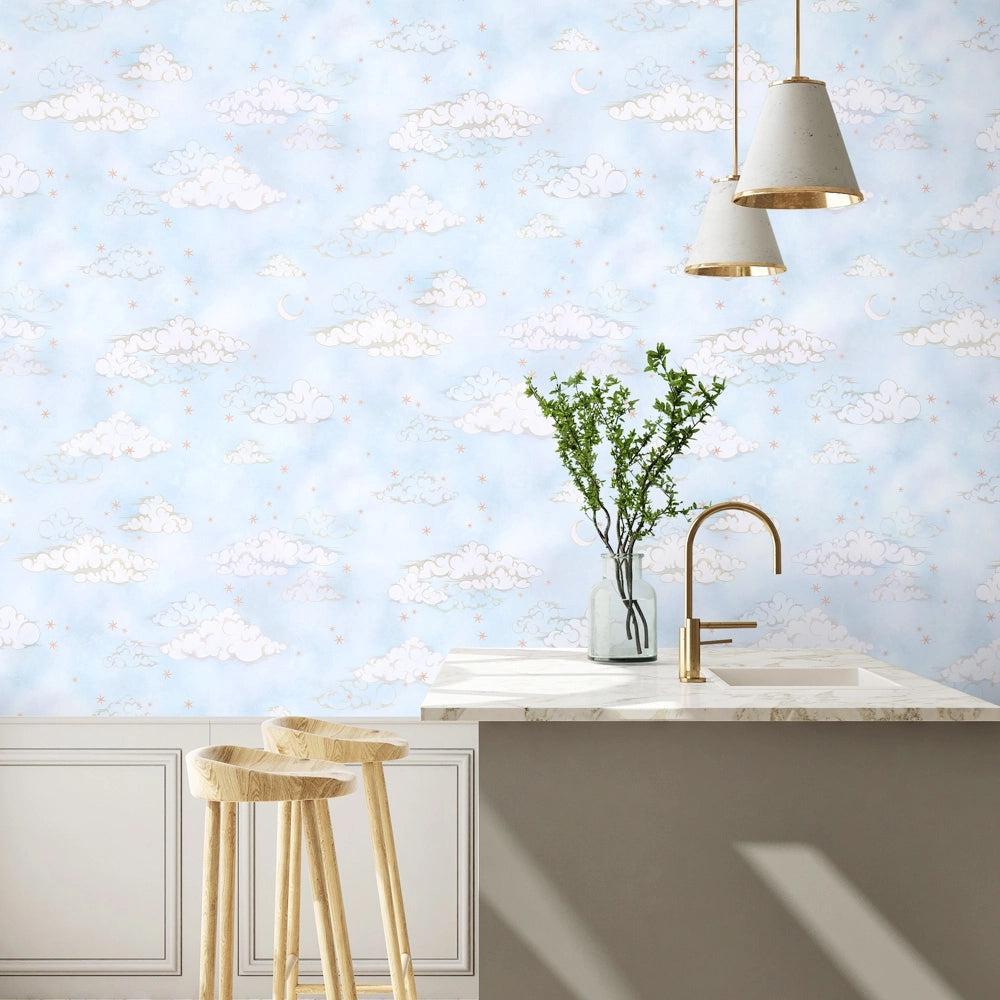 Brand McKenzie Starry Clouds Blue Sky Wallpaper-Beaumonde