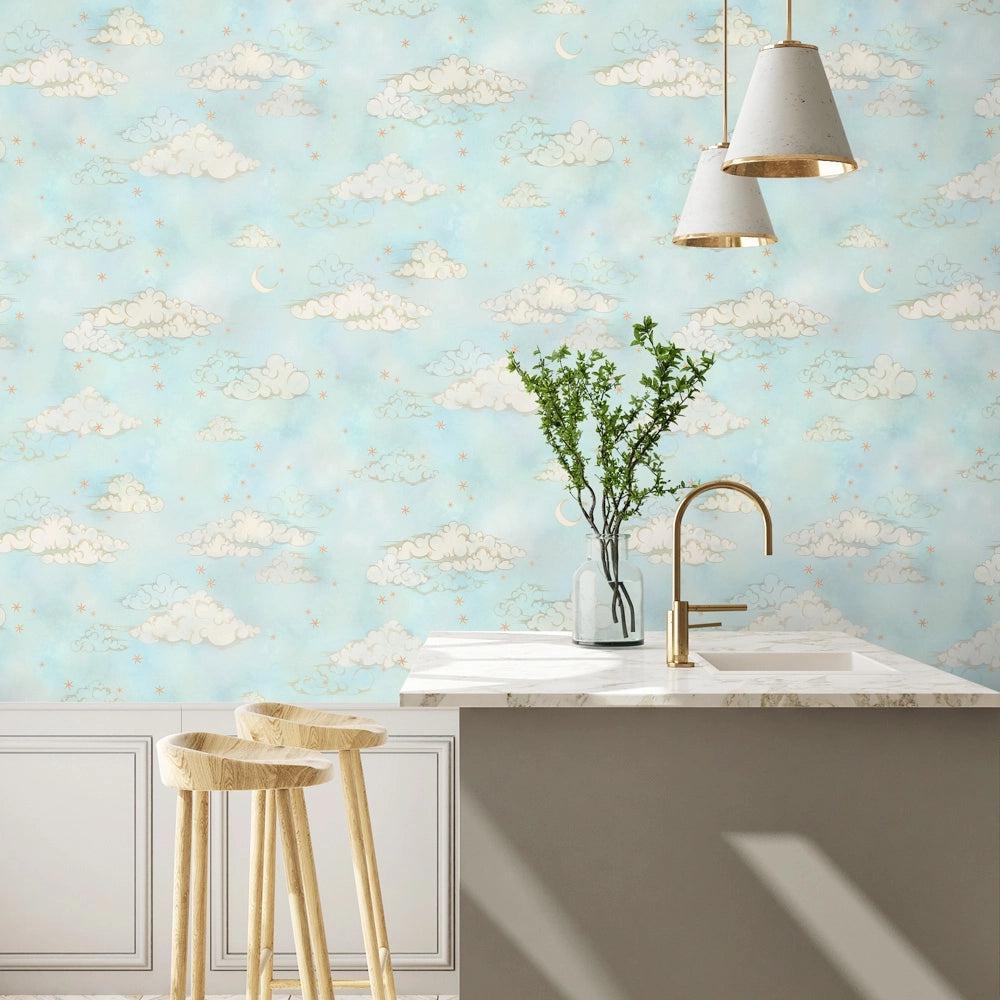 Brand McKenzie Starry Clouds Green Sky Wallpaper-Beaumonde