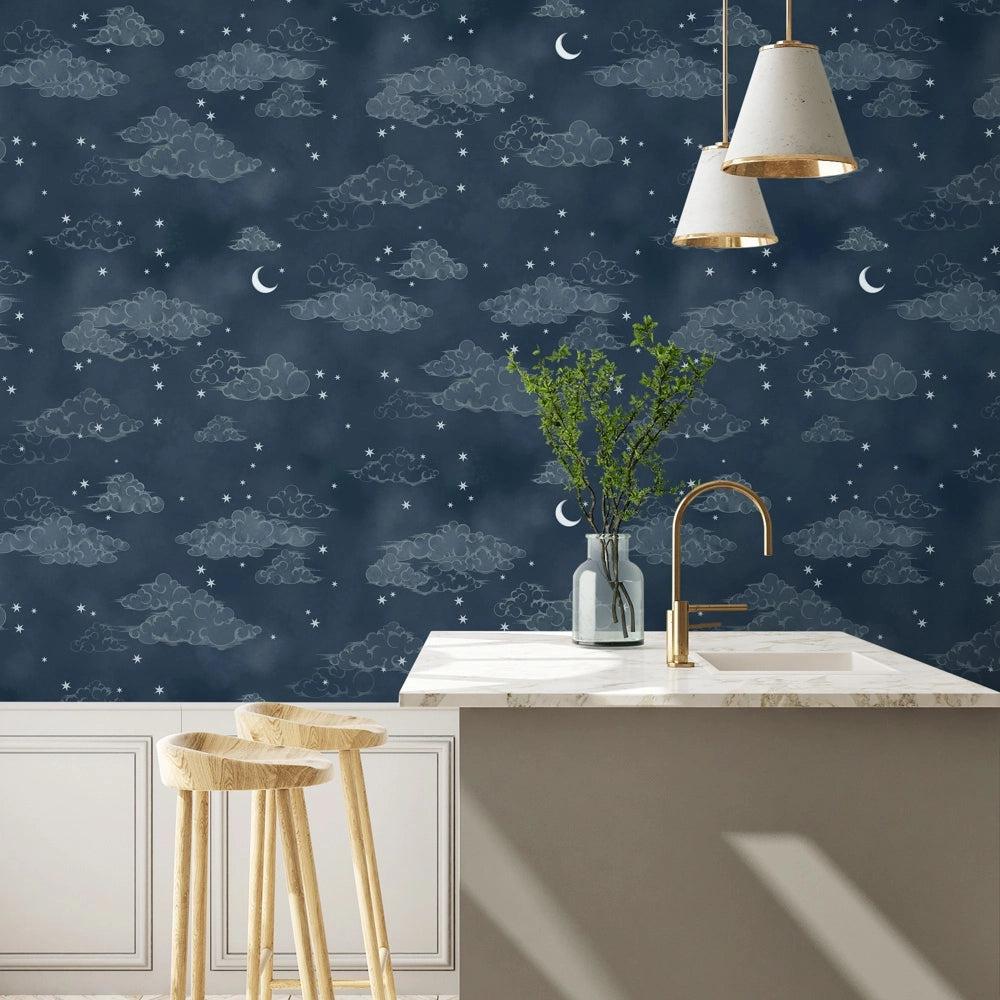 Brand McKenzie Starry Clouds Nightfall Wallpaper-Beaumonde