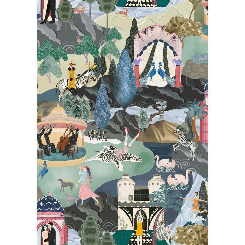 Brand McKenzie The Art Deco Hills Aqua Wallpaper-Beaumonde