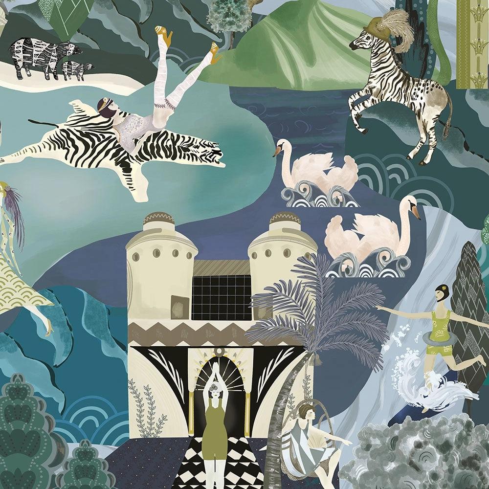 Brand McKenzie The Art Deco Hills Teal & Copper Wallpaper-Beaumonde