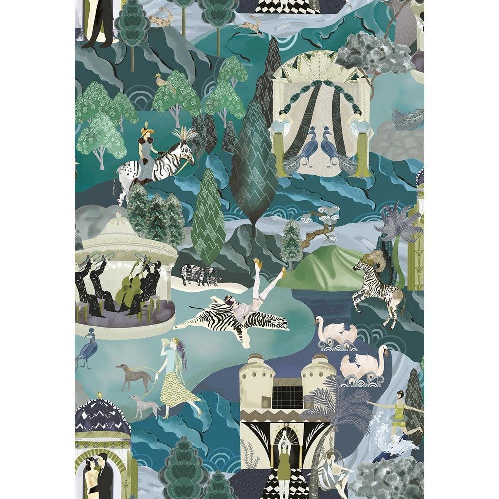 Brand McKenzie The Art Deco Hills Teal & Copper Wallpaper-Beaumonde