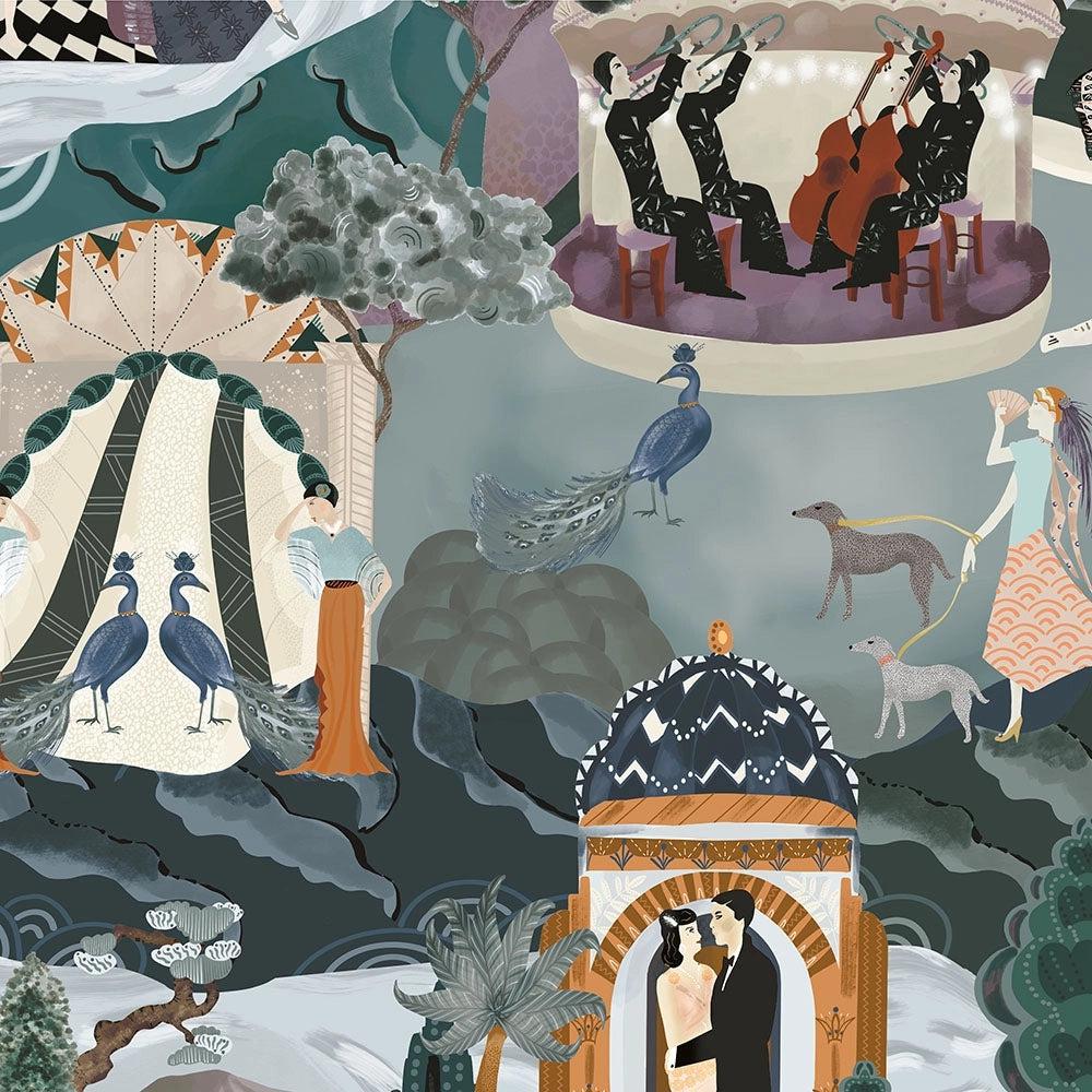 Brand McKenzie The Art Deco Hills Teal & Fuchsia Wallpaper-Beaumonde