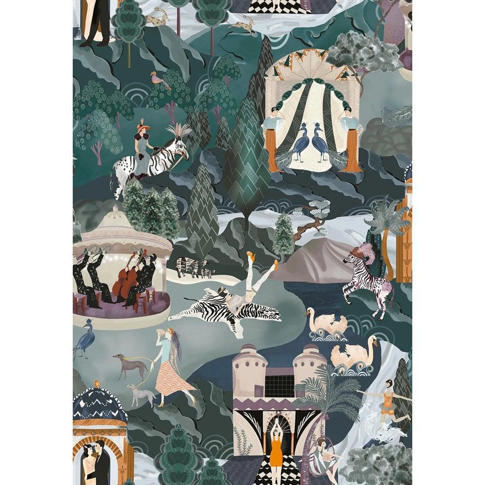 Brand McKenzie The Art Deco Hills Teal & Fuchsia Wallpaper-Beaumonde