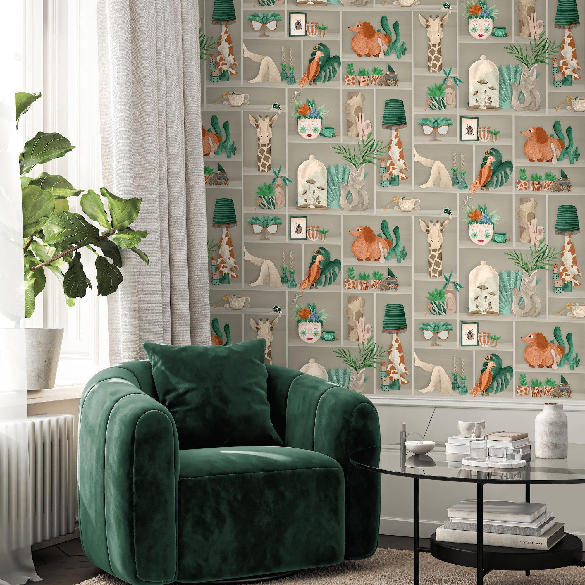 Brand McKenzie The Cabinet Wallpaper - Jade & Amber BMWL005/10A 5061018240876