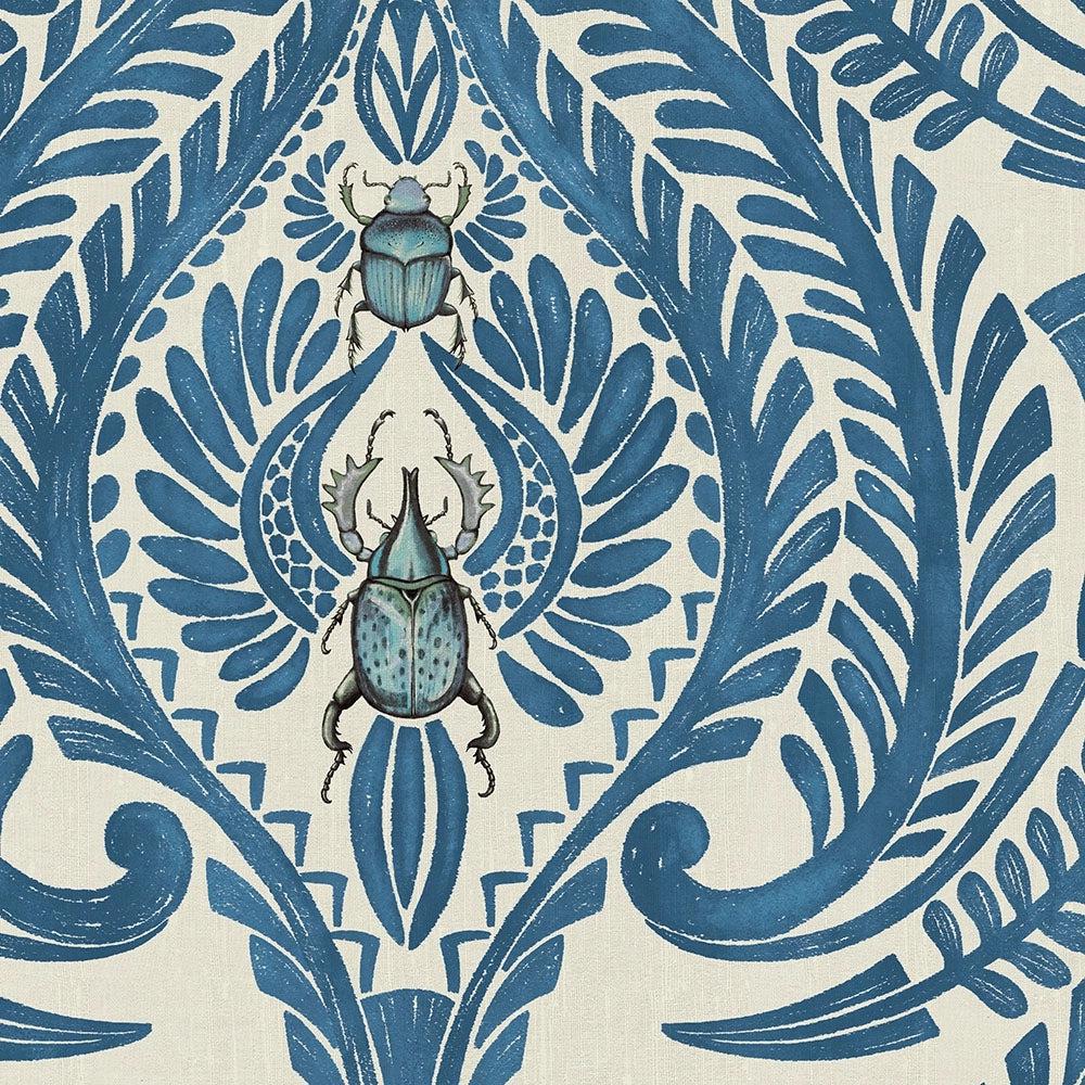 Brand McKenzie The Great Damask Azure Blue Wallpaper-Beaumonde