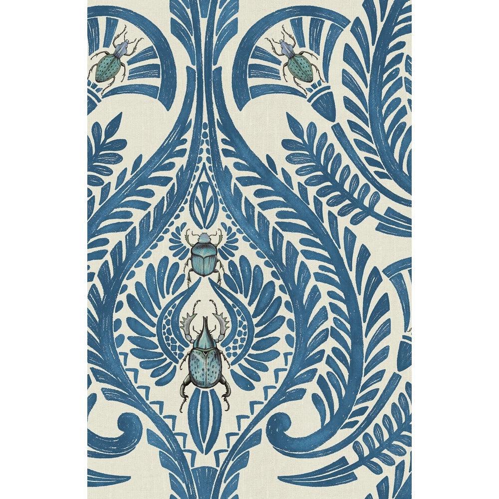 Brand McKenzie The Great Damask Azure Blue Wallpaper-Beaumonde