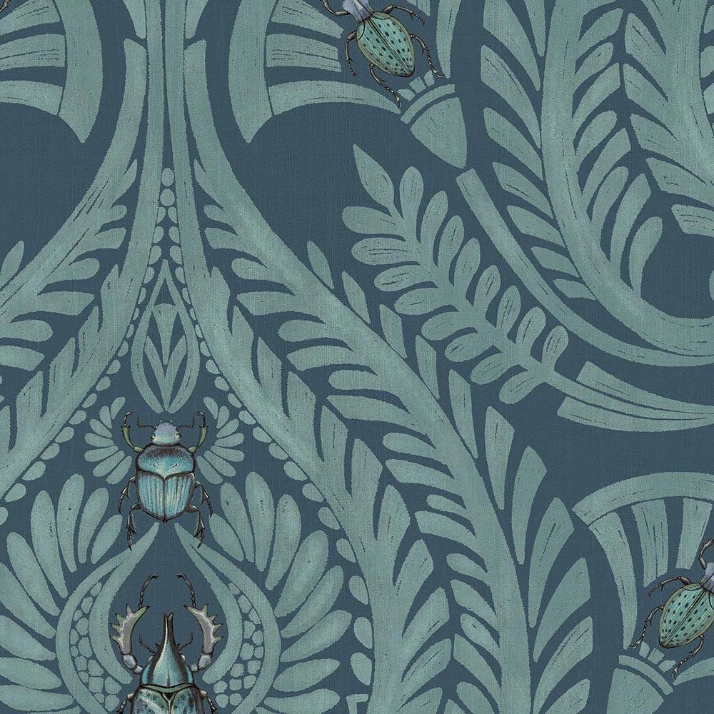 Brand McKenzie The Great Damask Teal Wallpaper-Beaumonde