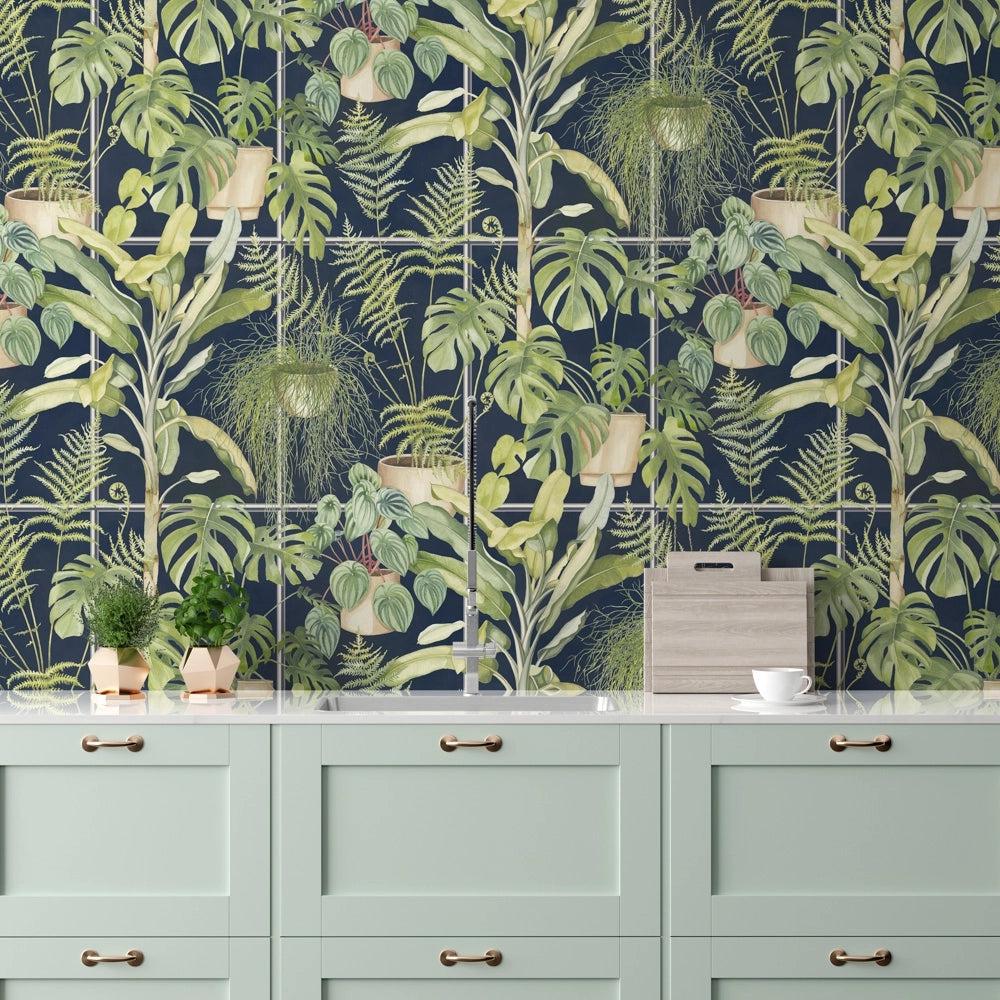Brand McKenzie The Green House Midnight Blue Wallpaper-Beaumonde