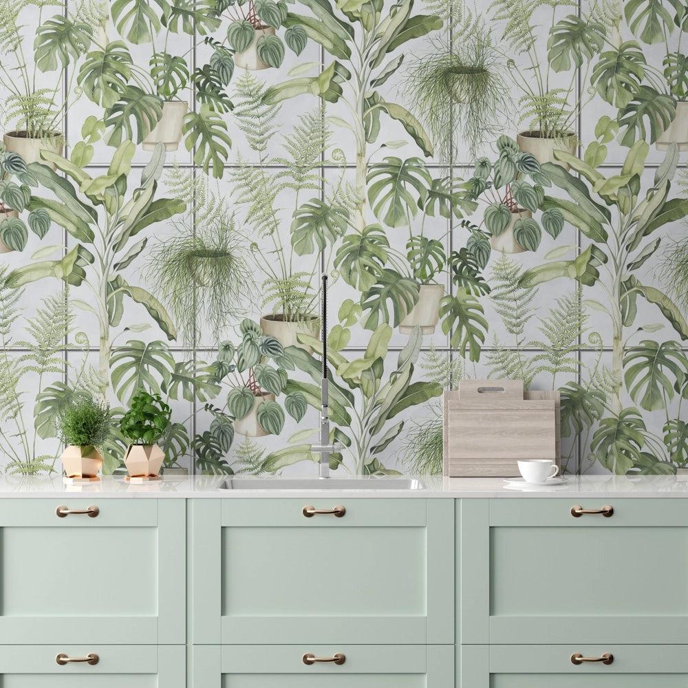 Brand McKenzie The Green House Sky Blue Wallpaper-Beaumonde