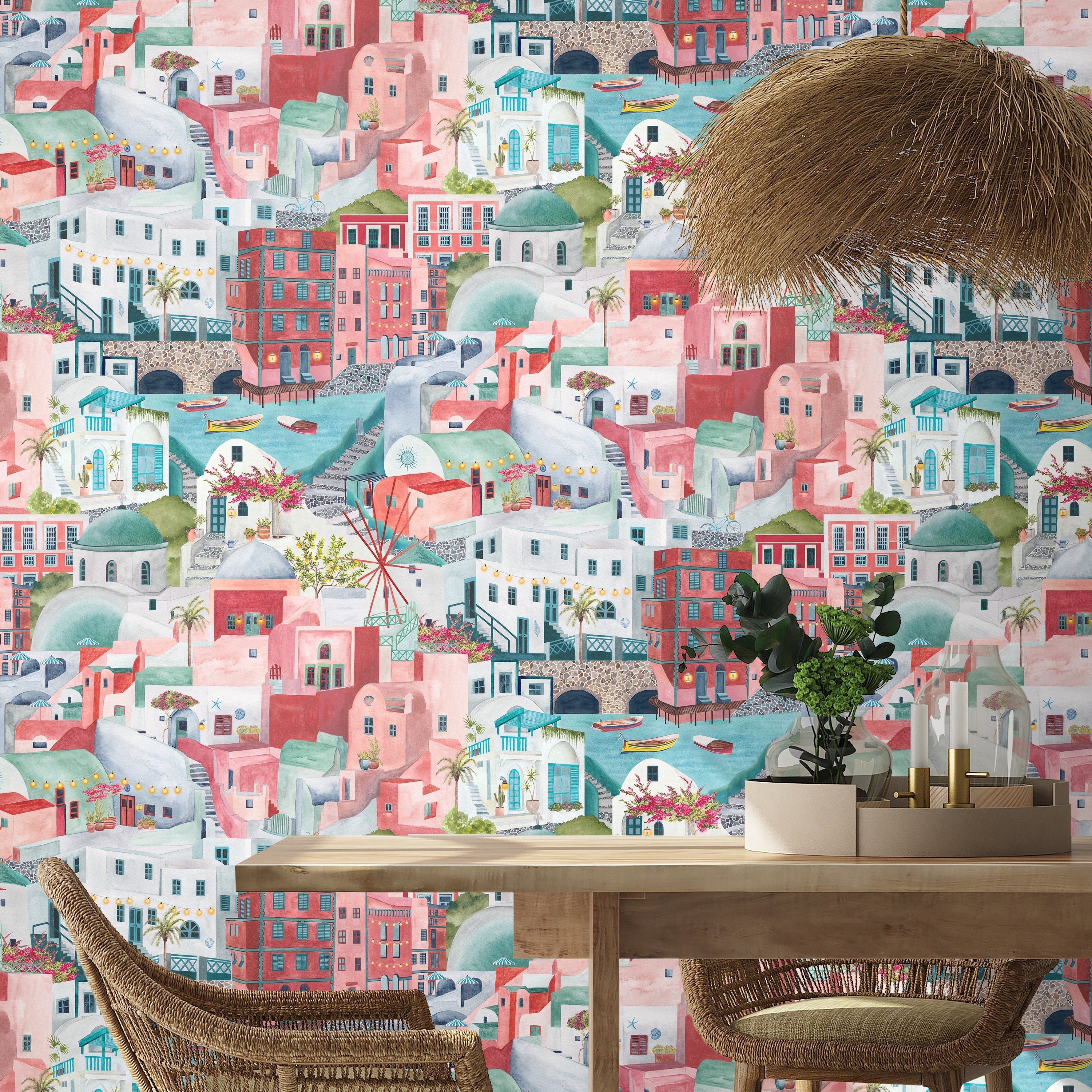 Brand McKenzie The Mediterranean Cherry Aqua Wallpaper-Beaumonde