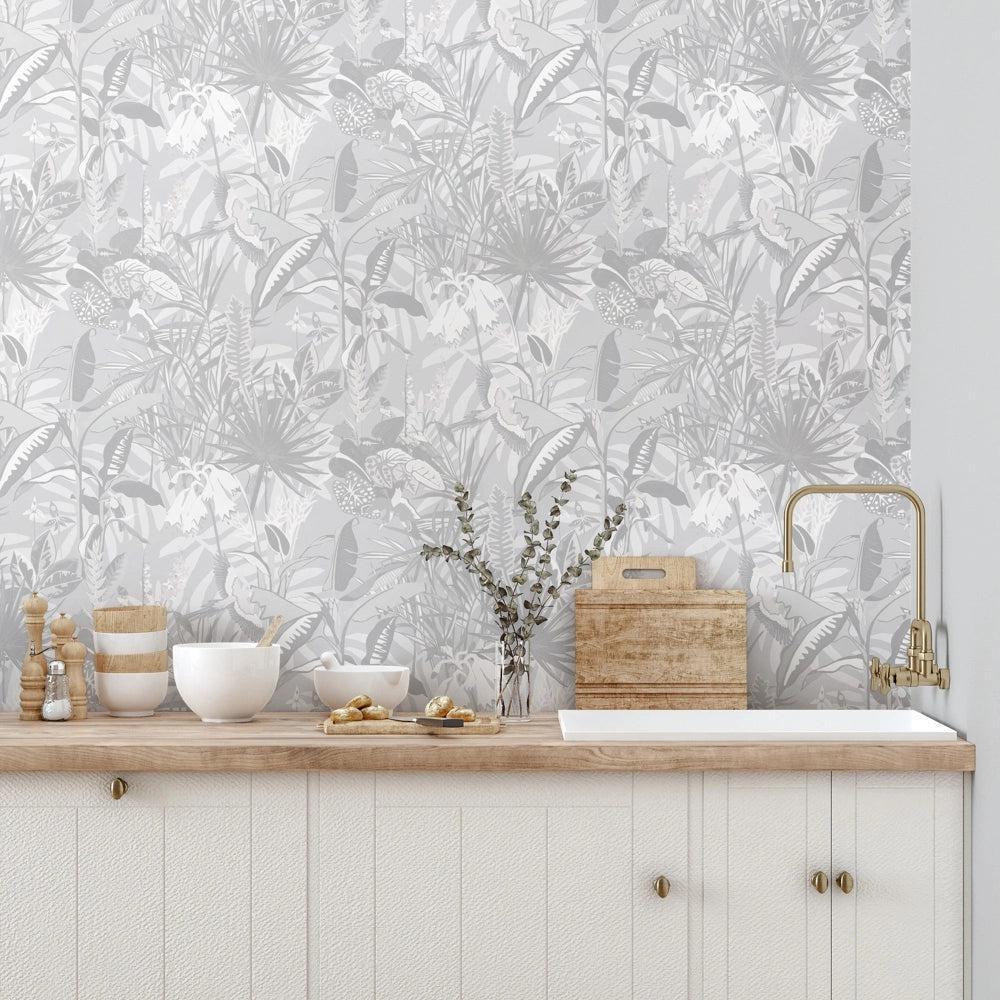 Brand McKenzie The Tropics Stone Grey Wallpaper-Beaumonde