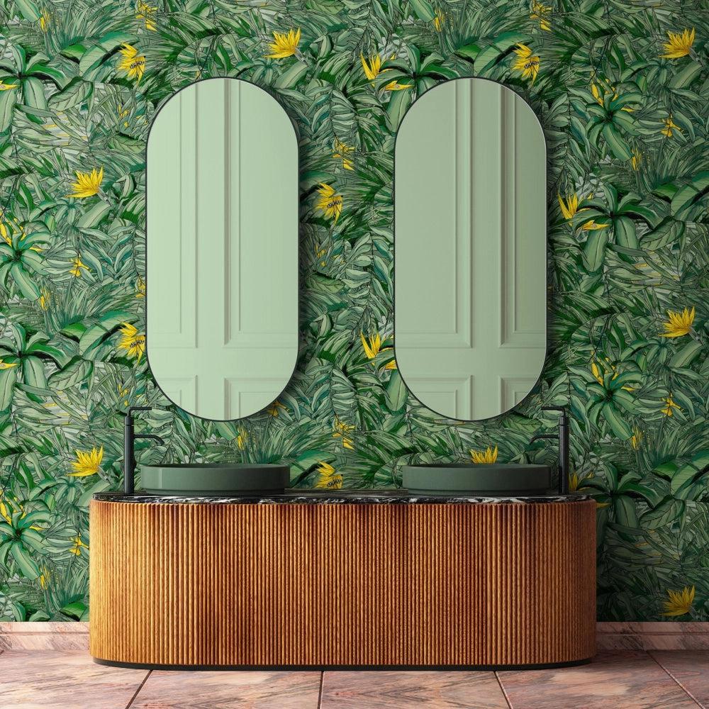 Brand McKenzie Tropical Forest Dark Green & Yellow Wallpaper-Beaumonde