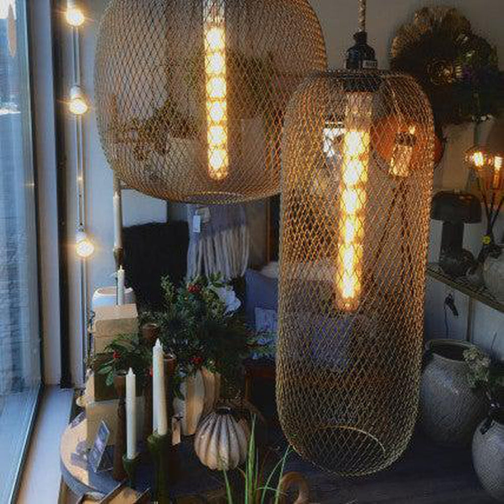 Broste Copenhagen Boden Long Gold Pendant Lampshade-Beaumonde