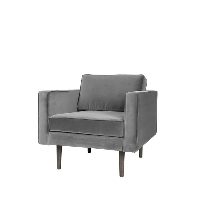 Broste Copenhagen Wind Velvet Armchair In Drizzle Grey-Beaumonde