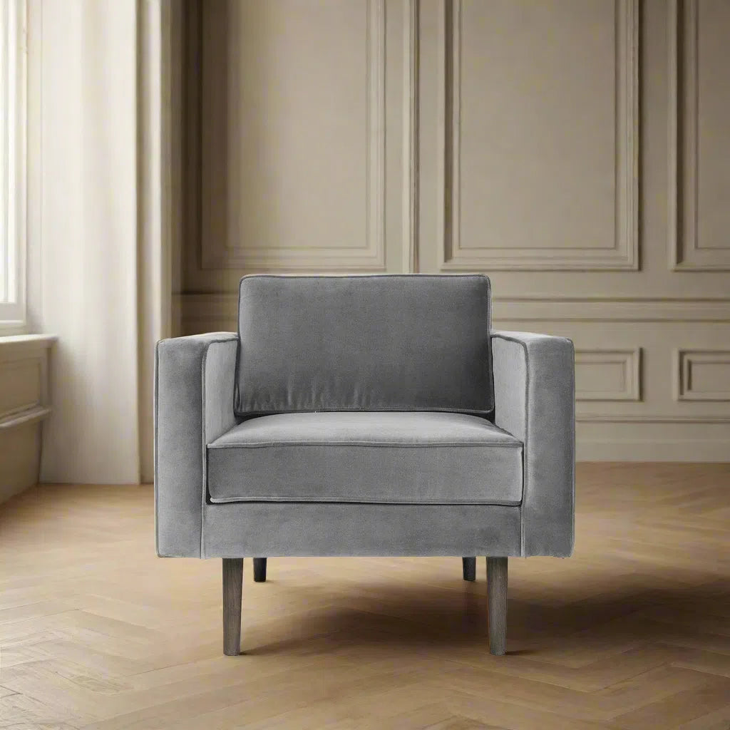 Broste Copenhagen Wind Velvet Armchair In Drizzle Grey-Beaumonde