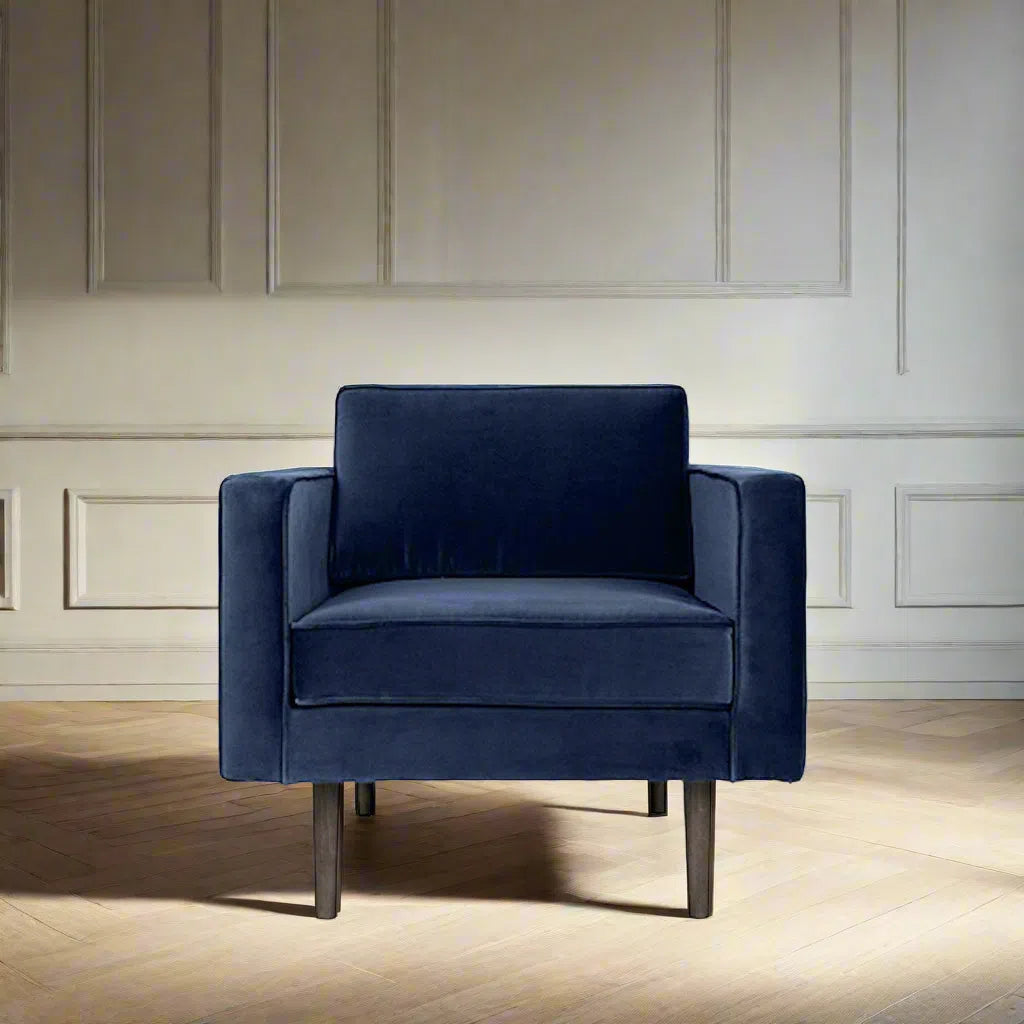 Broste Copenhagen Wind Velvet Armchair In Insignia Blue-Beaumonde