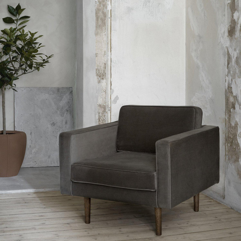 Broste Copenhagen Wind Velvet Armchair In Magnet Grey-Beaumonde