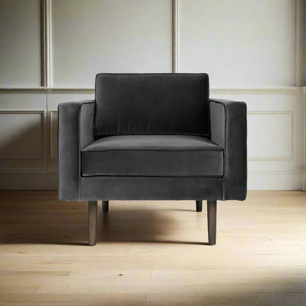 Broste Copenhagen Wind Velvet Armchair In Magnet Grey-Beaumonde
