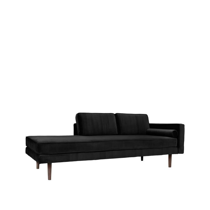 Broste Copenhagen Wind Velvet Chaise Longue In Black, Right Sided-Beaumonde