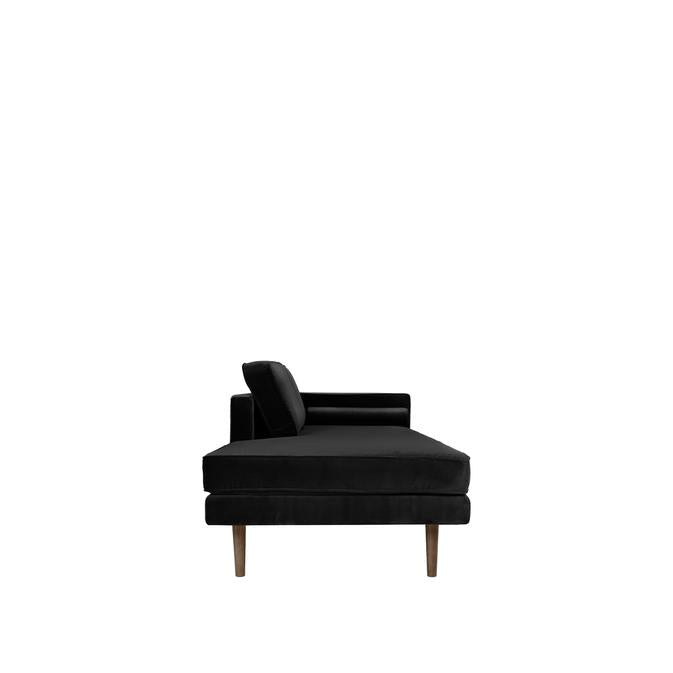 Broste Copenhagen Wind Velvet Chaise Longue In Black, Right Sided-Beaumonde
