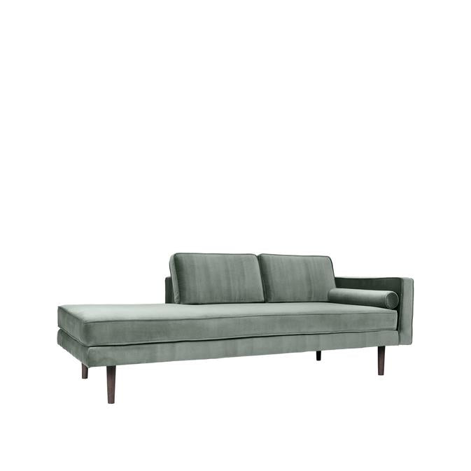 Broste Copenhagen Wind Velvet Chaise Longue In Chinoise Green Velvet, Right Sided-Beaumonde