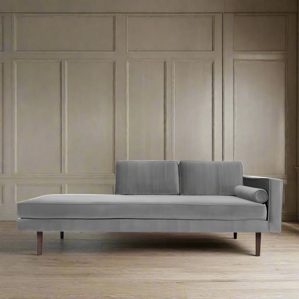 Broste Copenhagen Wind Velvet Chaise Longue In Drizzle Grey, Right Sided-Beaumonde