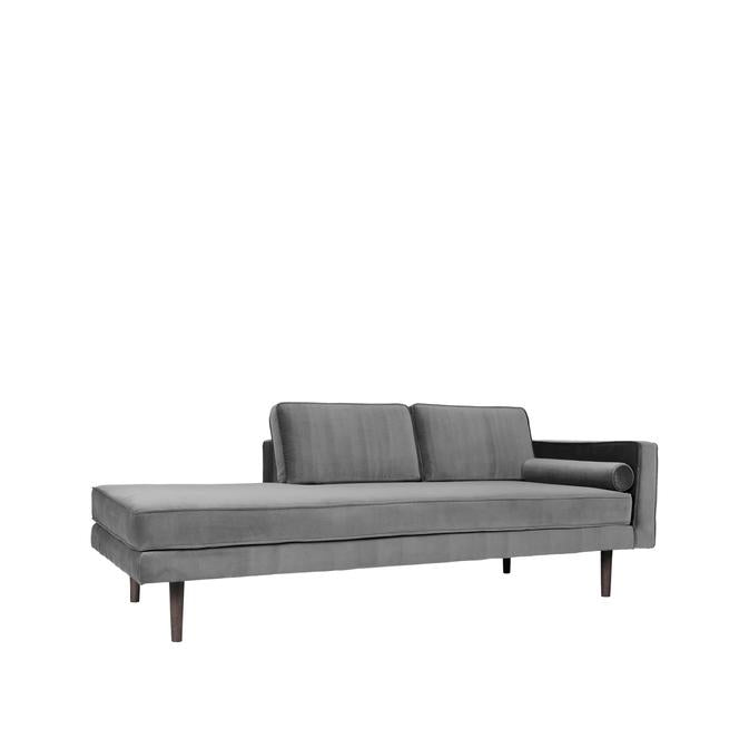Broste Copenhagen Wind Velvet Chaise Longue In Drizzle Grey, Right Sided-Beaumonde