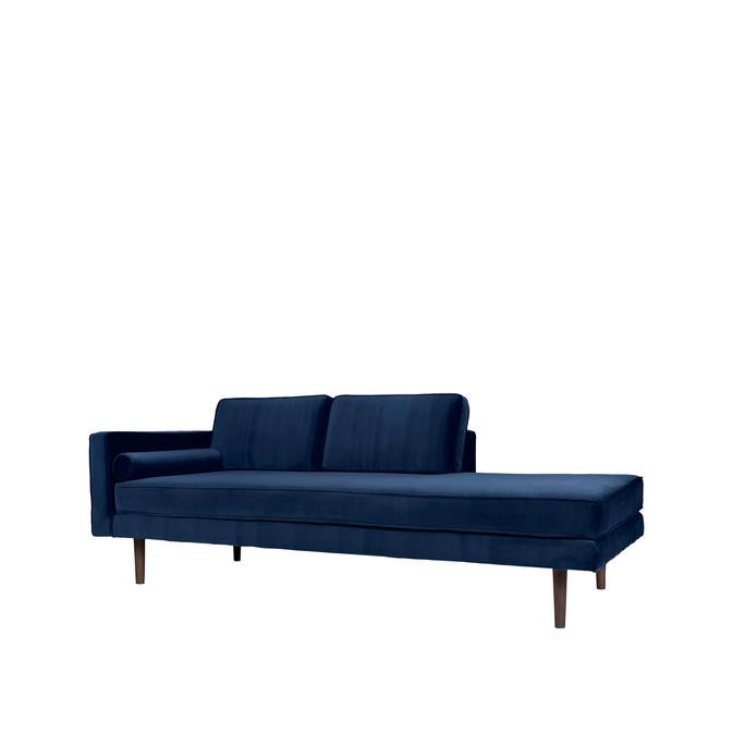 Broste Copenhagen Wind Velvet Chaise Longue Insignia Blue - Left Sided