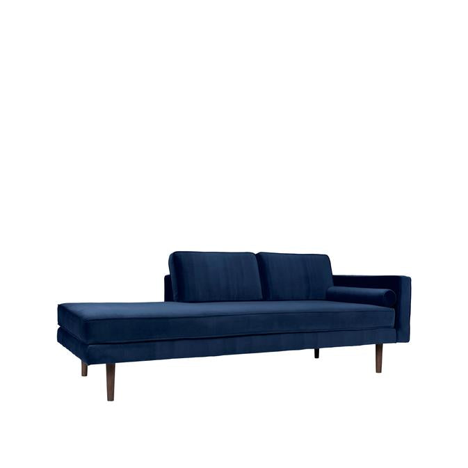 Broste Copenhagen Wind Velvet Chaise Longue In Insignia Blue, Right Sided-Beaumonde