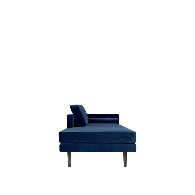 Broste Copenhagen Wind Velvet Chaise Longue In Insignia Blue, Right Sided-Beaumonde