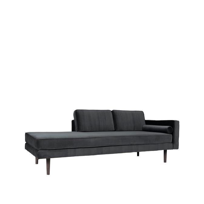 Broste Copenhagen Wind Velvet Chaise Longue In Magnet Grey, Right Sided-Beaumonde