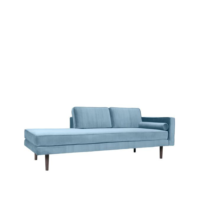 Broste Copenhagen Wind Velvet Chaise Longue In Pastel Blue, Right Sided-Beaumonde